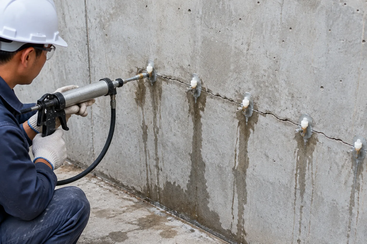Crack injection and concrete repair